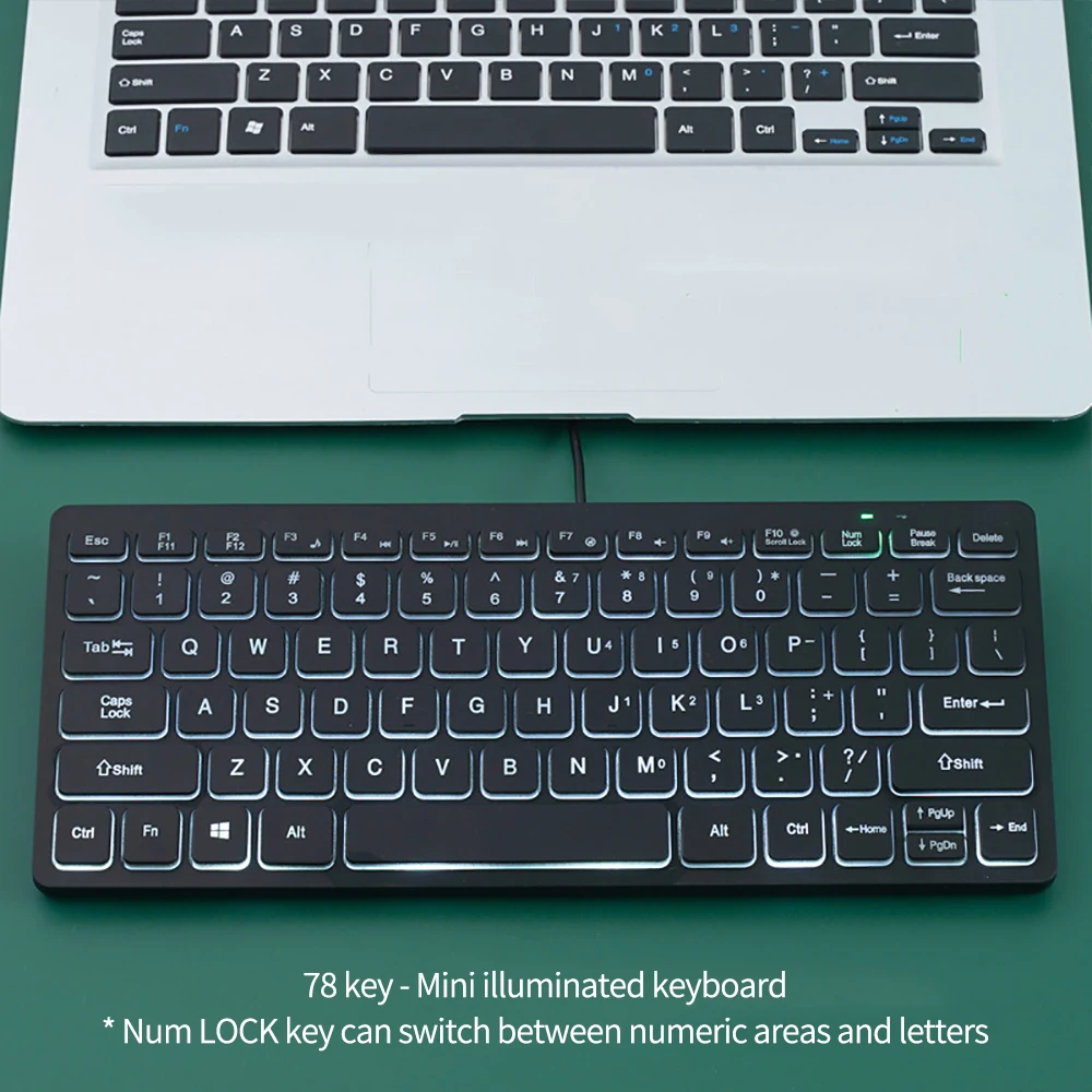 78 key Backlit Wired Keyboard Mini Small Laptop External Keyboard Portable Ultra-Slim Tablet Keyboard detail