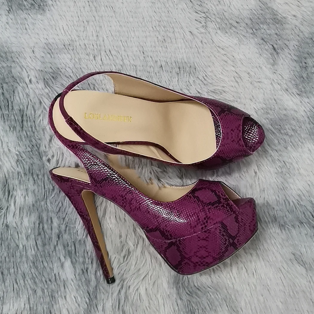 New Women's Pumps Stilettos 14CM Platform Super High Heels Sexy Open Toe Sandals Gladiator Party Dress Women Shoes Large Size 44 detail