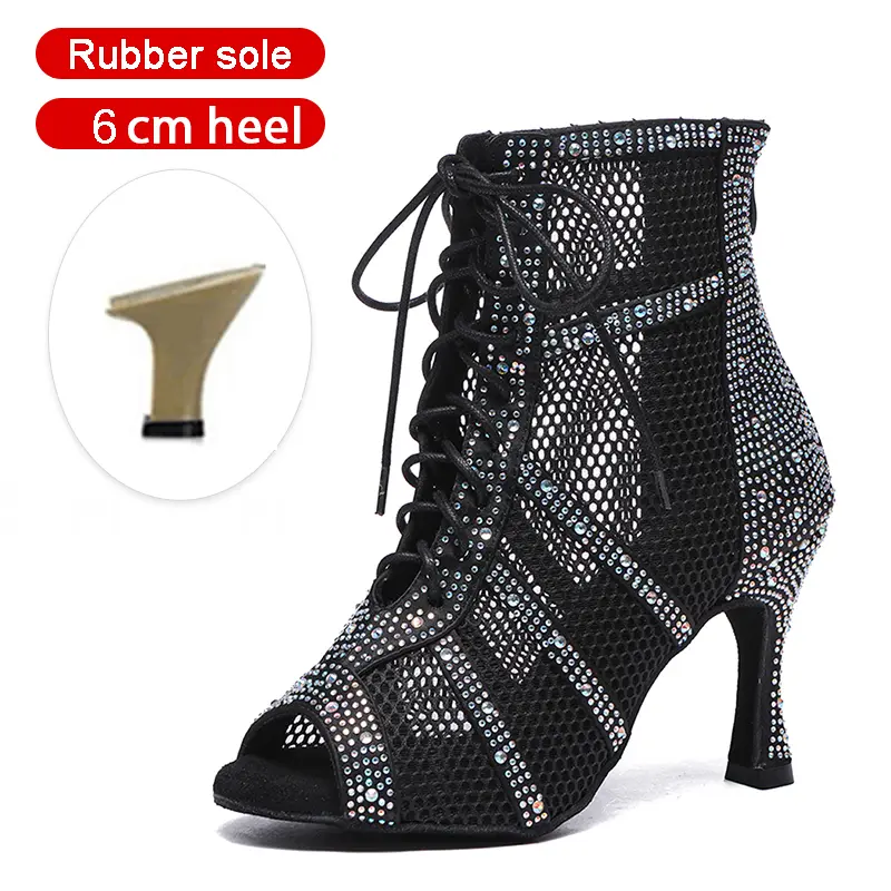 SWDZM Shiny Women Dance Boots Latin Jazz Dance Shoes Full Rhinestone Dancing Boots Customizable Heels Women Ladies Dancing Shoes product view