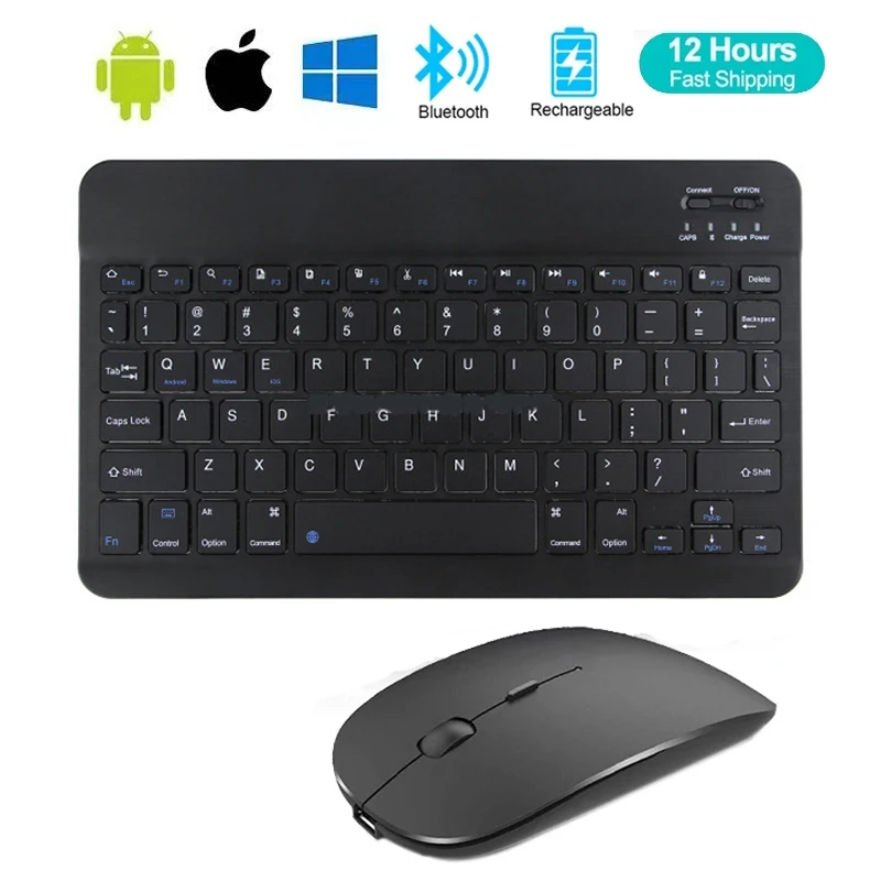 Wireless Keyboard Spanish French Azerty Russian With N And Mouse Mini Bluetooth Gamer For iPad Mac Tablet PC Phone Cell Laptop