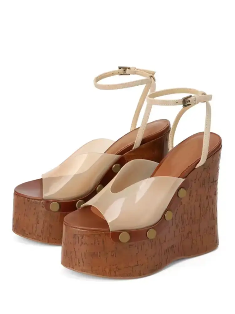 2026Summer Slope Heel Thick Bottom Women's Sandals Flower Lace Waterproof Platform Open Toe Women's Party Show Wedding Sandals product view
