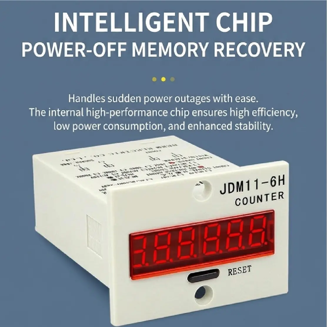 JDM11-6H 6 Digit Digital Counter LED Display Electronic Totalizer Industrial Panel Mount Counter Power Failure Memory 12-380V product view
