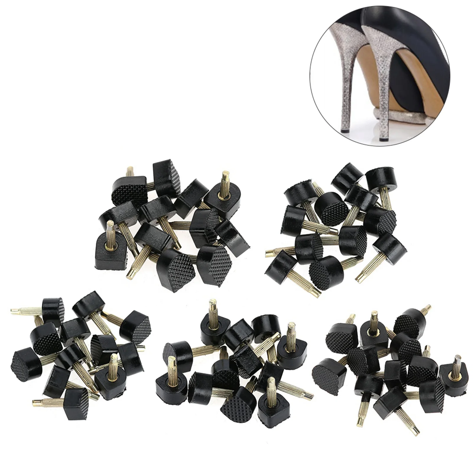 60Pcs High Heel Shoe Repair Nail 5 Different Size Shoe Repair Tips Taps Dowel Lifts Replacement Heel Stoppers Protectors detail