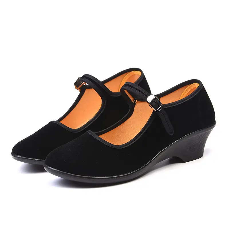 Beijing Ladies Black High Heel Slope Heel Polyurethane Dance Shoes Work Shoes Hotel Protocol Shoes Square Dance Shoes product view