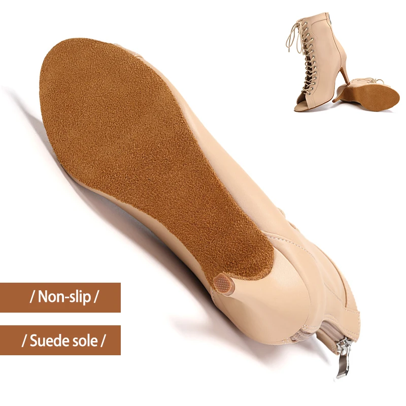 DKZSYIM New Women's Spring/Autumn Boots Stilettos Women Latin Dance High Heels Boots Fish Mouth Thin Heel Ladies Ballroom Shoes product view
