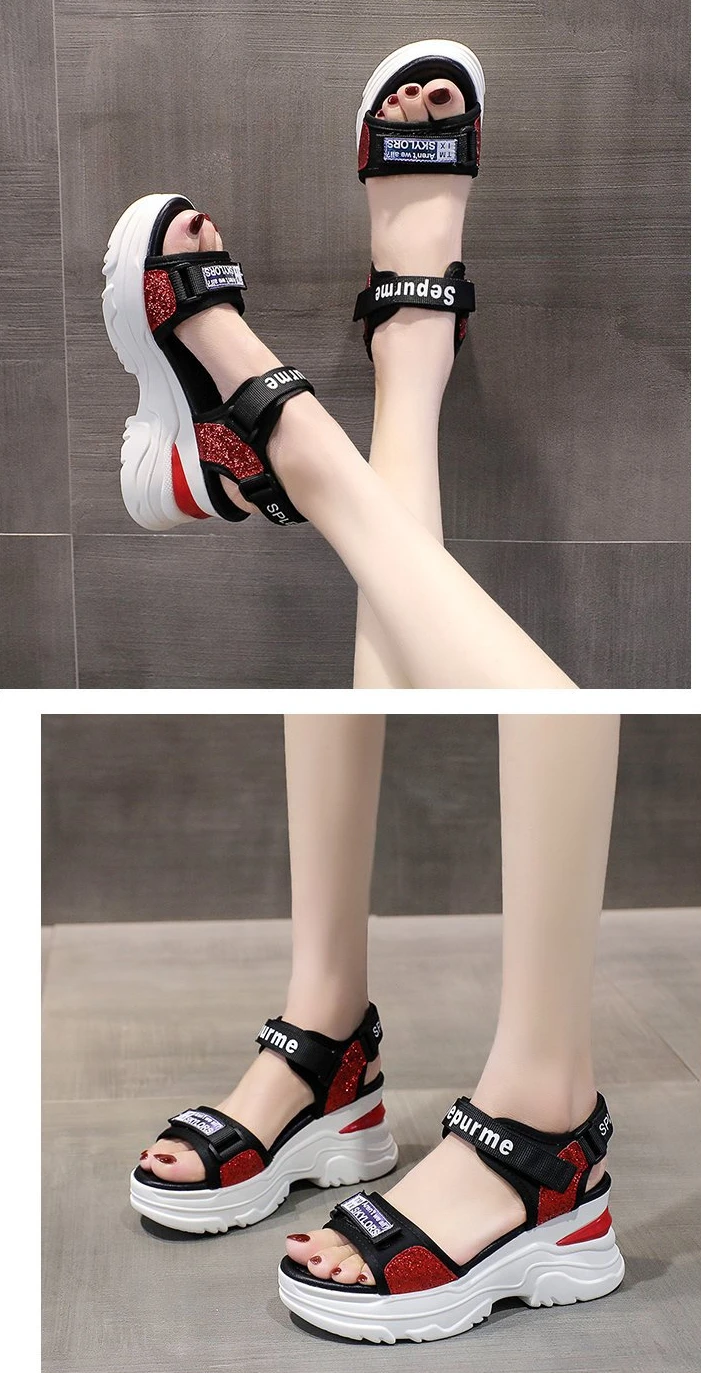 New Summer Ladies Sandals Platform Wedge Heels Shoes Casual Beach Heightening Slope with Women's Sports High Heels Sandals Girl detail