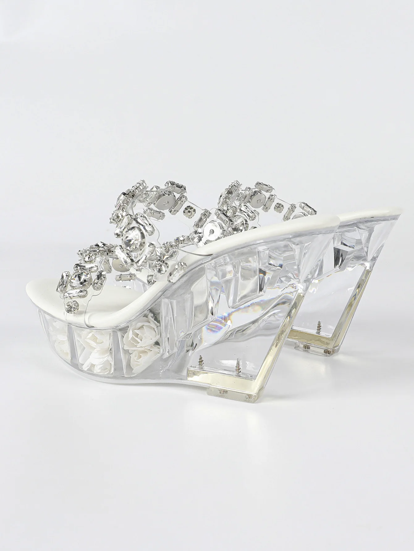 Rhinestone Slope Heel 11CM Nightclub High Heels Slippers Women's Shoes Catwalk Pole Dance Shoes Crystal Sole LFD-1101-Q8 detail