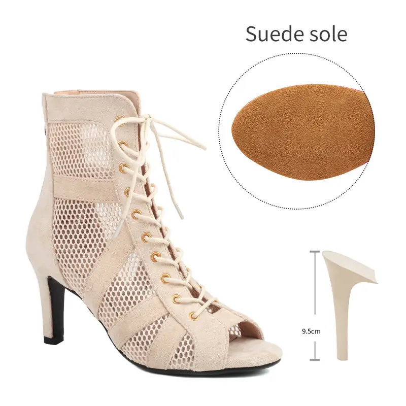 Girls Latin Dance Shoes Women Modern Dance Salsa High-Top Sandals Dance Hall Shoes Ladies Fashion Sexy High-Heeled Suede Boots product view