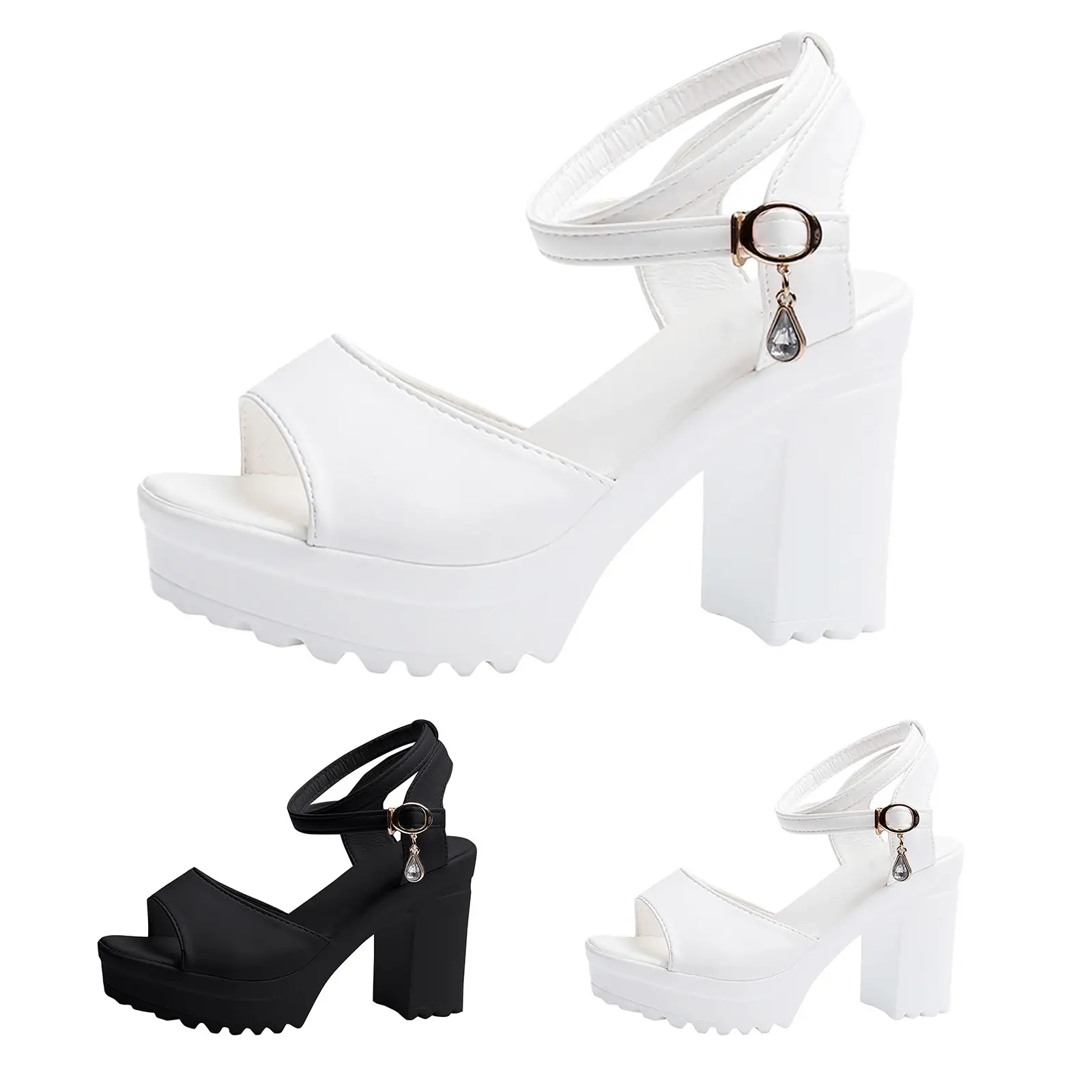 Women Fish Mouth Platform High Heels Wedges Buckle Slope Sandals Women Shoes Woman Platform High Heels Sandals High Heels product view