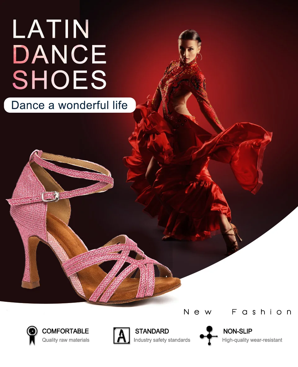 SWDZM Women Latin Dance Shoes High Heels Ballroom Tango Dancing Boots Open Toes Soft Soles Party/Casual Dance Shoes Sandals detail