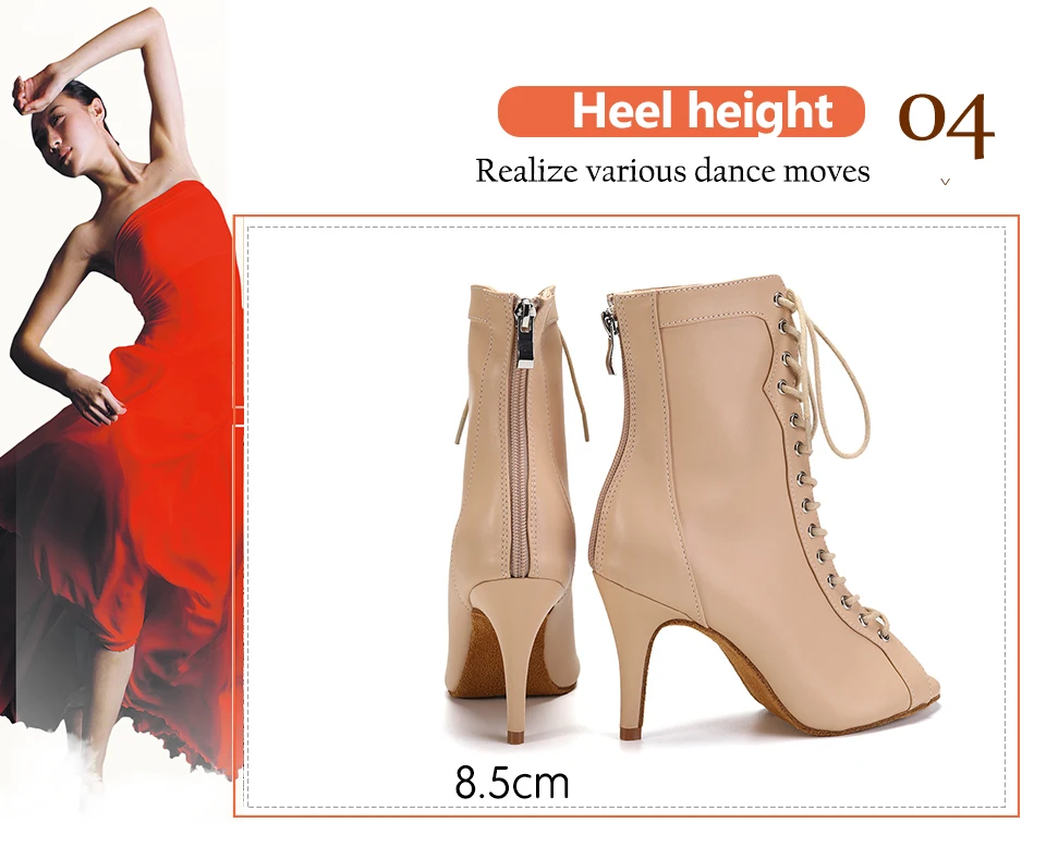 DKZSYIM New Women's Spring/Autumn Boots Stilettos Women Latin Dance High Heels Boots Fish Mouth Thin Heel Ladies Ballroom Shoes detail