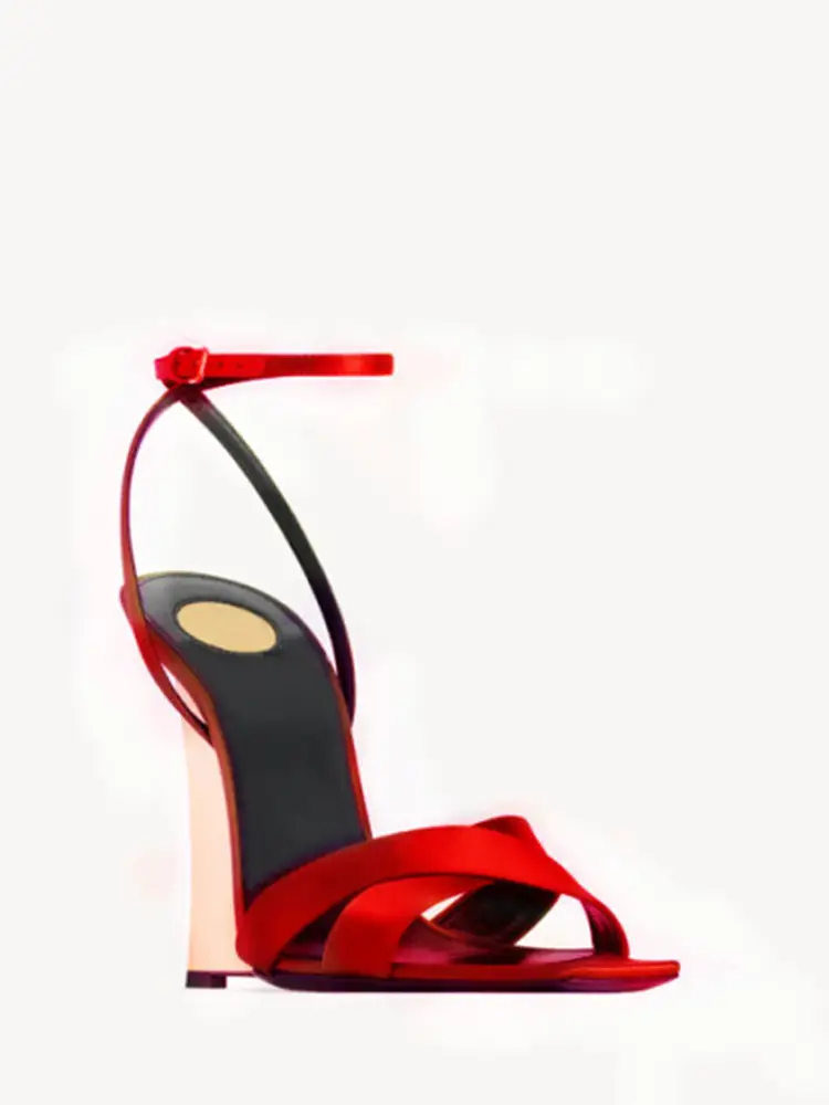 2025 Summer New Slope Heel Pointed High Heel Sandals Wedding Fashion Show Party Women's 34-44 Large Sandals product view
