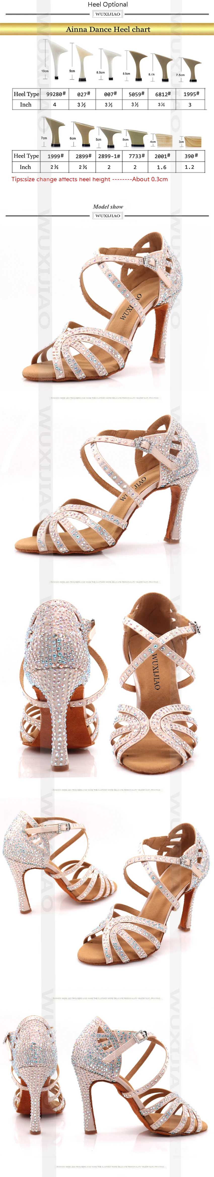 WUXIJIAO Jazz Shoes Latin Dance Shoes Female Latin Salsa Girl Casual Shoes Silver Bronze Skin detail