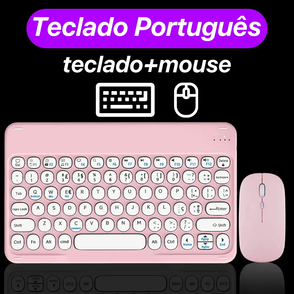 CASEPOKE wireless bluetooth round key silent keyboard suitable For Samsung Xiaomi Google Huawei iPad mobile  keyboard and mouse product view