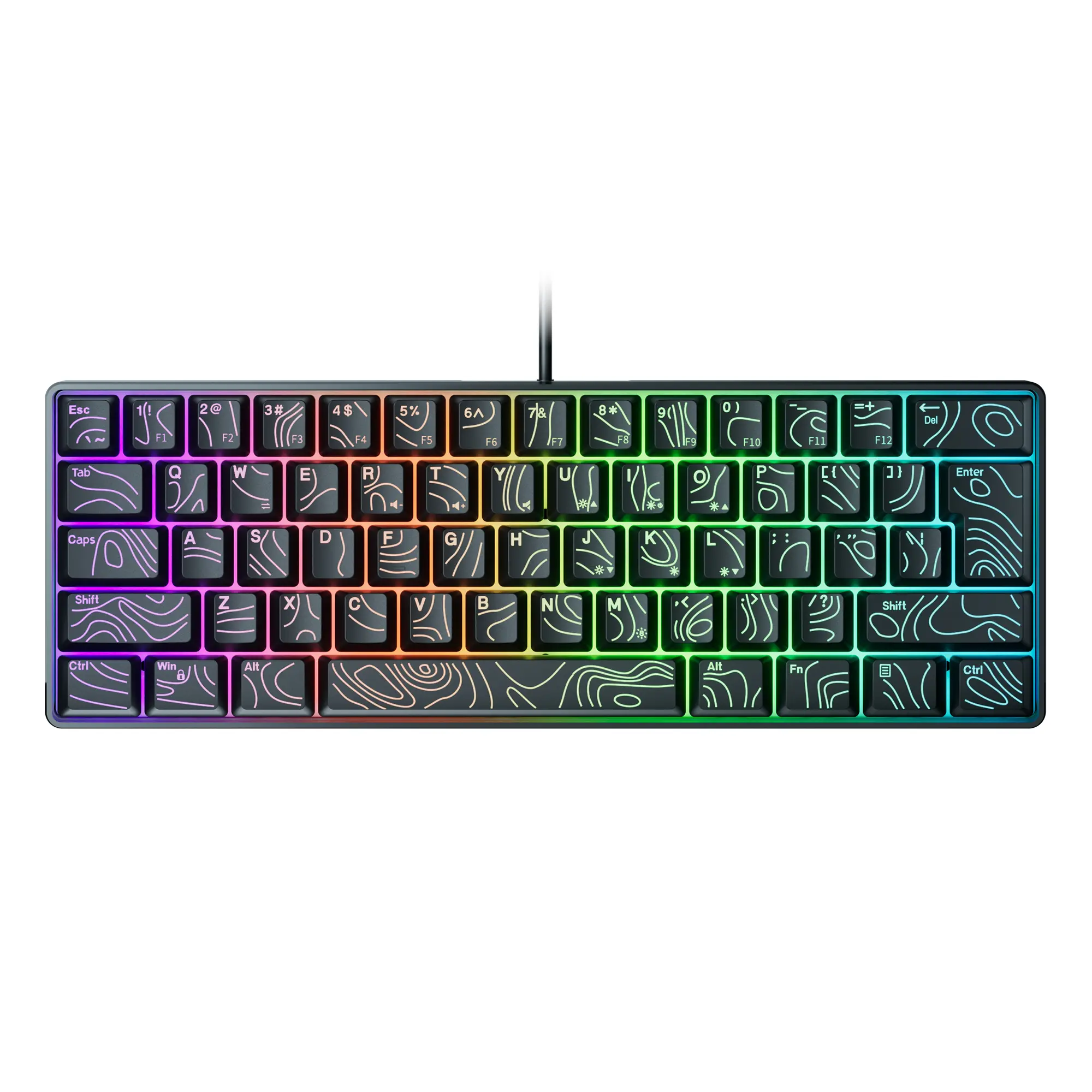 7KEYS Wired 60% Gaming Keyboard, Mini 61 Key RGB, 25 Key Anti Ghosting, Ultra Compact and Portable, Compatible with PC, Mac product view