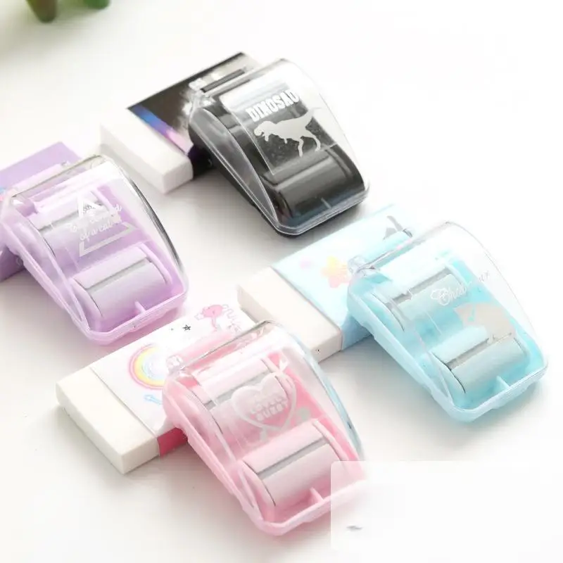 1Pc Cute Eraser Manual Desktop Sweeper Mini Eraser Crumb Collectors Portable Desktop Vacuum Cleaner Students Gif detail