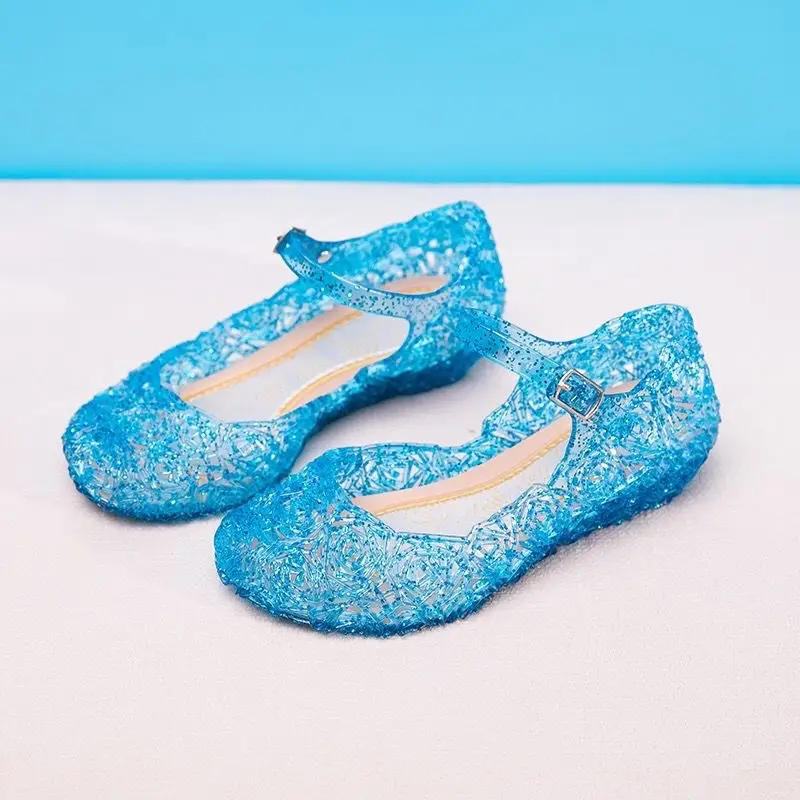 Girls Low Heel Princess Shoes Children New Summer Sandals Girls PVC Jelly Shoes Cinderella Crystal Shoes Kids Slope Heel Sandals product view
