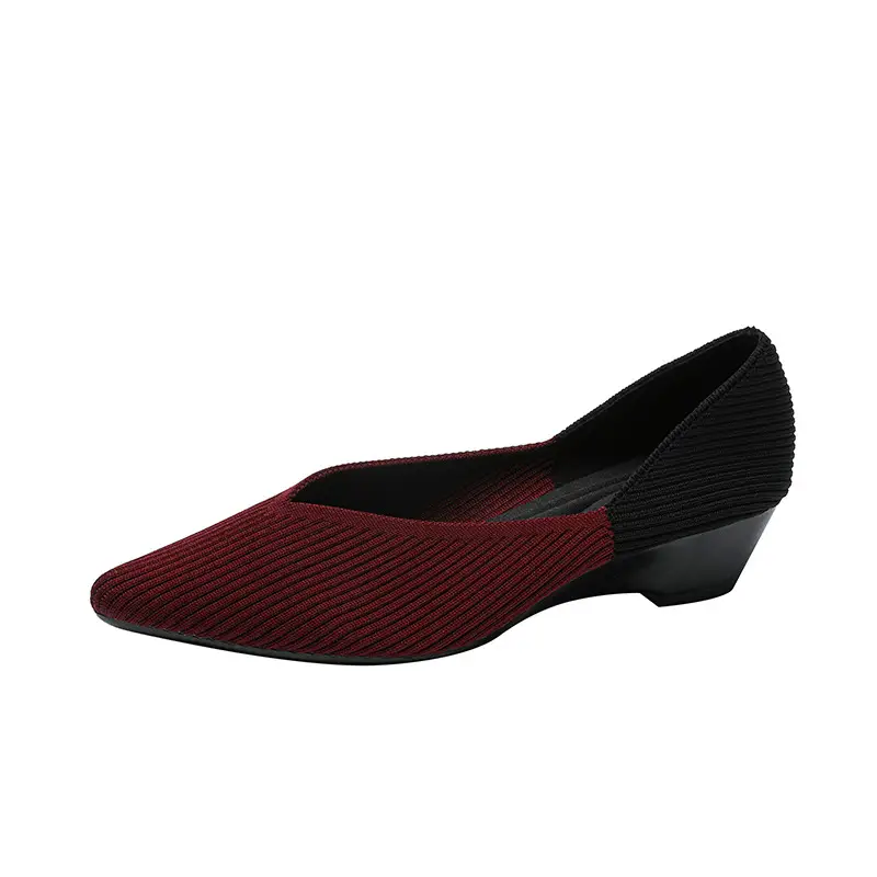 Slope heeled women's shoes fly woven casual single shoes product view