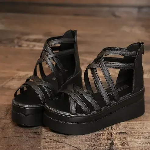 Bohemia Summer Fish Mouth Shoes Women Sandals Slope Heel Open Toe Thick Bottom Sponge Cake Shoes Zapatos Mujer 2024 Tendencia detail