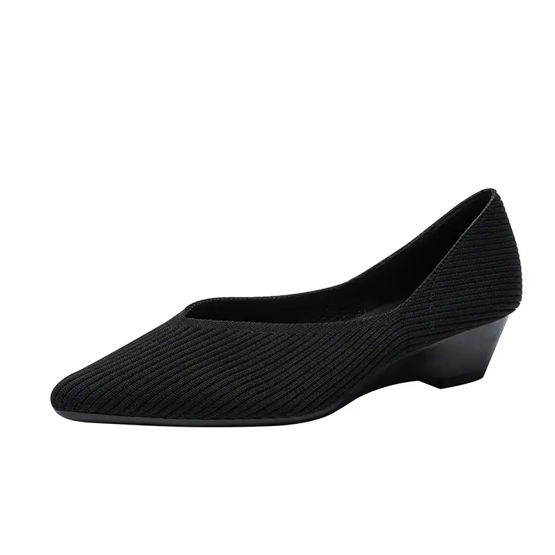 Slope heeled women's shoes fly woven casual single shoes product view