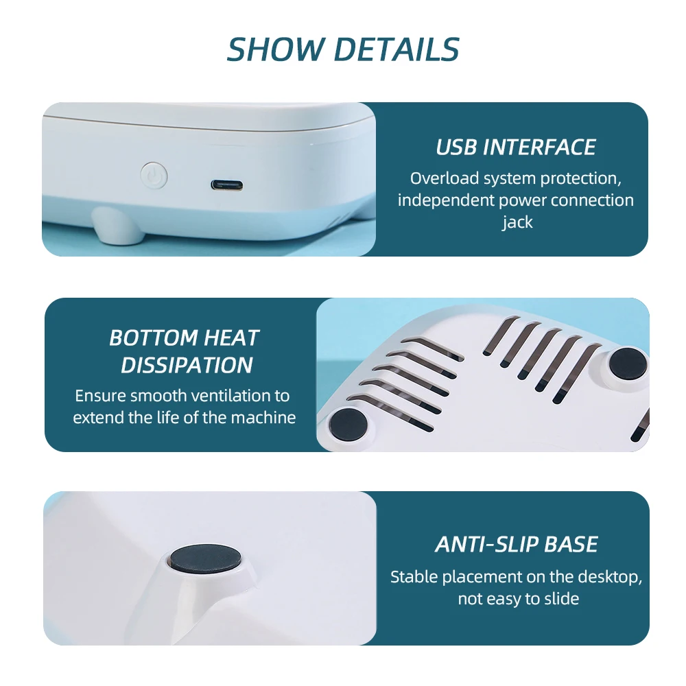 USB Nail Dust Collector Extractor Fan Desktop Vacuum Cleaner With 10pcs Filters Electric Nail Powder Collect Fan Powder Manicure detail