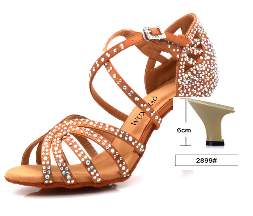 WUXIJIAO Jazz Shoes Latin Dance Shoes Female Latin Salsa Girl Casual Shoes Silver Bronze Skin product view