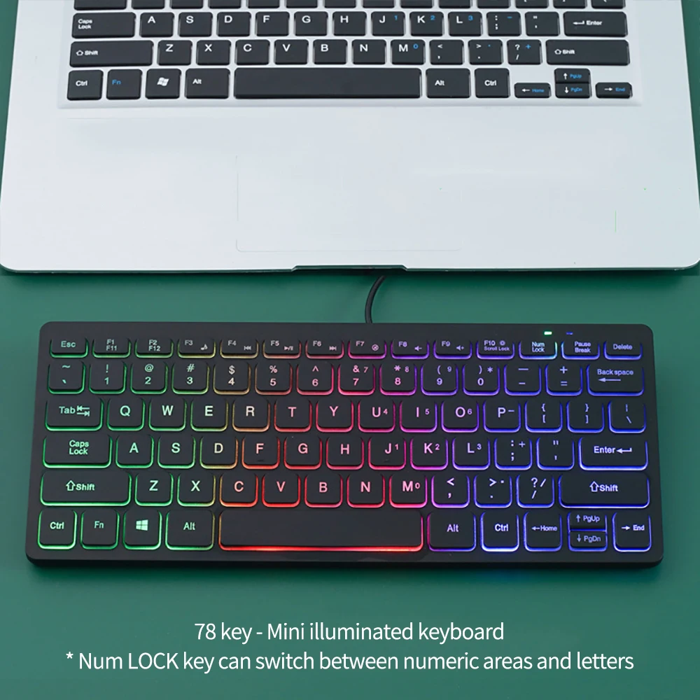 78 key Backlit Wired Keyboard Mini Small Laptop External Keyboard Portable Ultra-Slim Tablet Keyboard detail