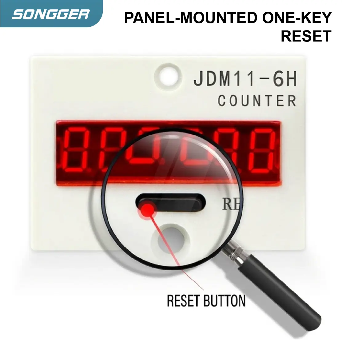 JDM11-6H 6 Digit Digital Counter LED Display Electronic Totalizer Industrial Panel Mount Counter Power Failure Memory 12-380V