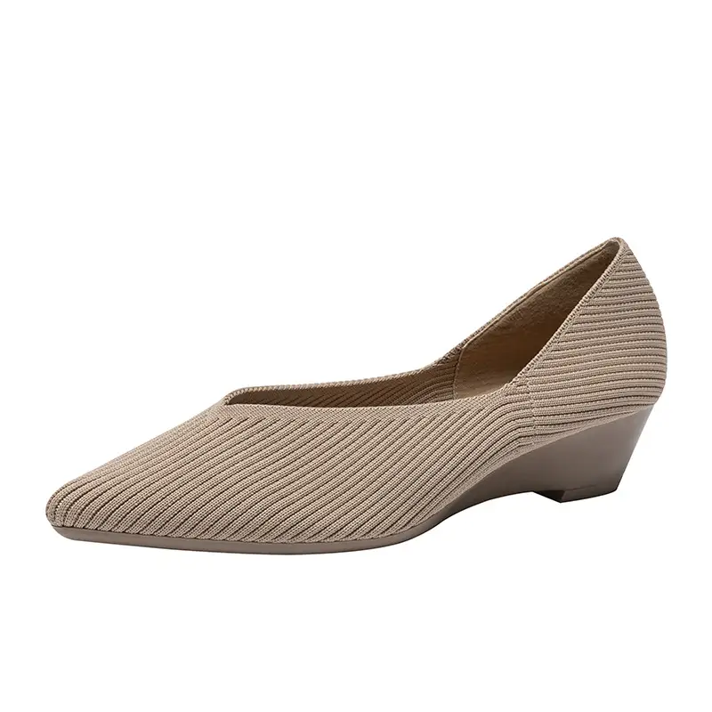 Slope heeled women's shoes fly woven casual single shoes product view