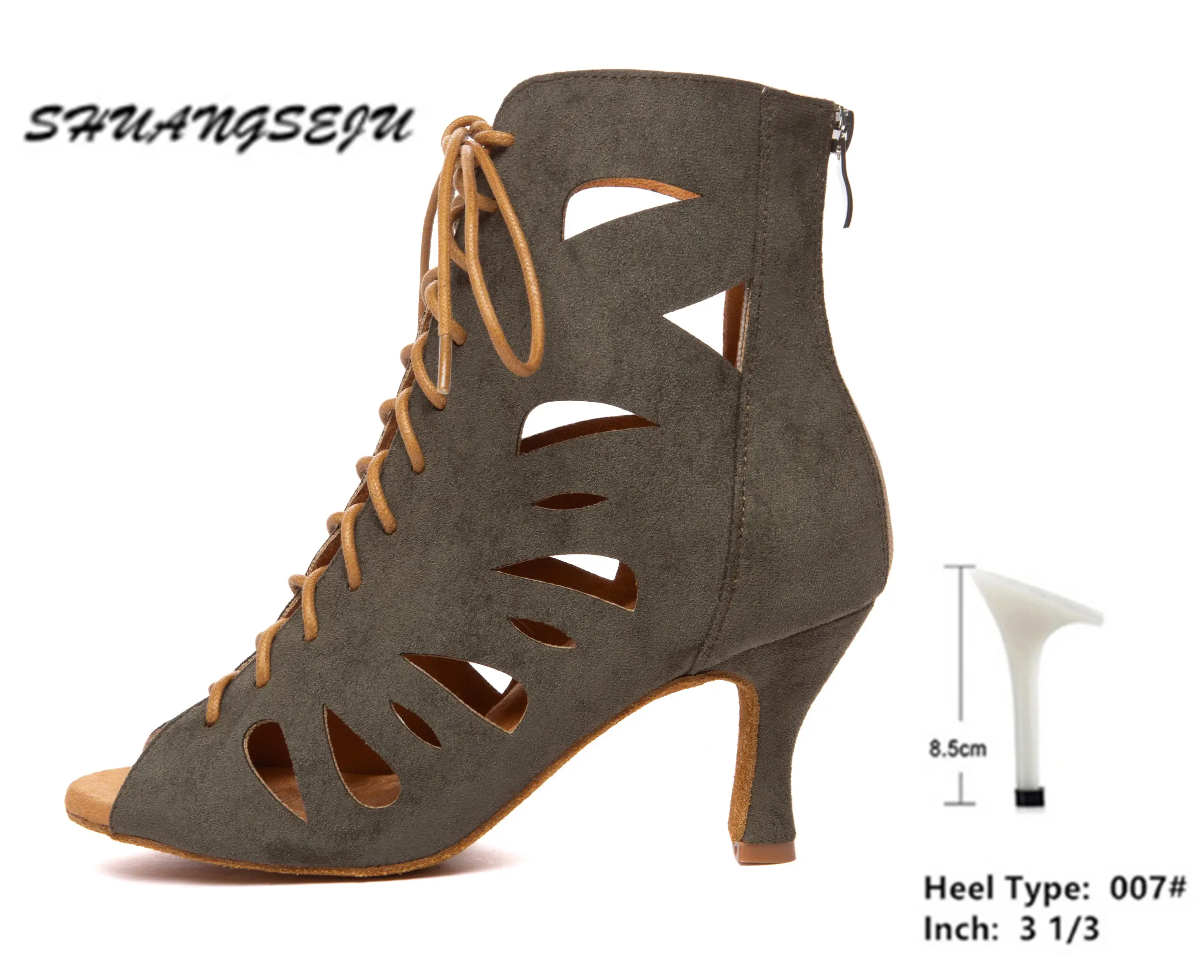 SHUANGSEJU New Women's Latin Dance Shoes Hollow Sexy Lace-Up Salsa Dance Shoes Bachata Black Jazz Ankle Boots Heels Dance Shoes product view