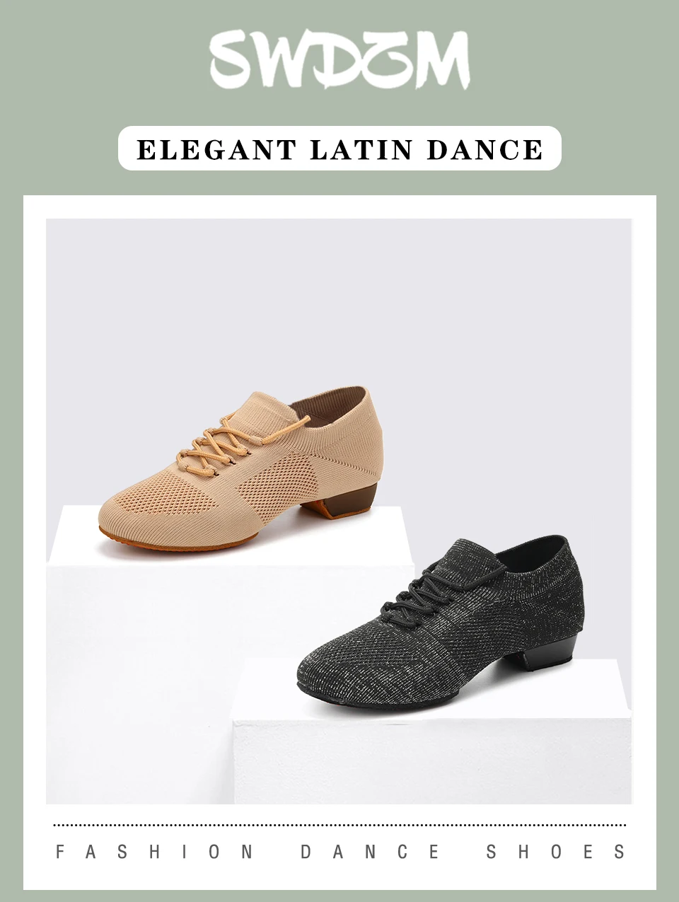 Women Dance Shoes Knitted Teacher Shoes Soft sole Low Heel Latin Training Shoes Ballet Dance Shoes Jazz Ballroom Sneakers Girls detail