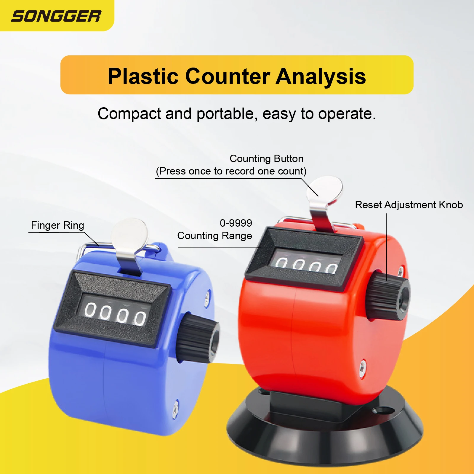 Manual Counter Mechanical Tally Handheld Rotary Clicker Counter Resettable People Counting Warehouse Golf Inventory Tool product view