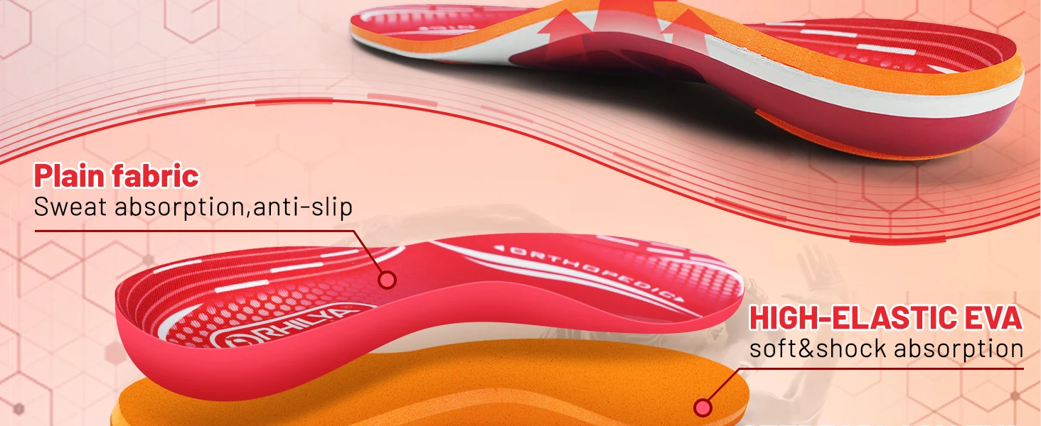 Orthopedic Sport Insole Plantar Fasciitis Flat Foot High Arch Support Men Women Sneaker Orthotic Plantillas Insert Shoe Sole detail