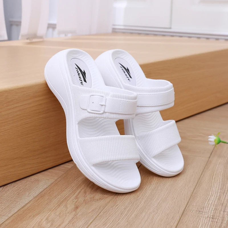 Smart Foot Thick Heel Sandals Fashion Slope Heel Summer New Indoor Anti-Slip Heightening Beach Cool Sandals Casual Style Holl... detail