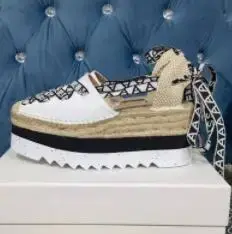 Summer Women Wedge Heel Sandals Canvas Thick Sole Ankle Strappy Sandalias Ladies Beach Vacation Fisherman Shoes Grass Sole Pumps product view