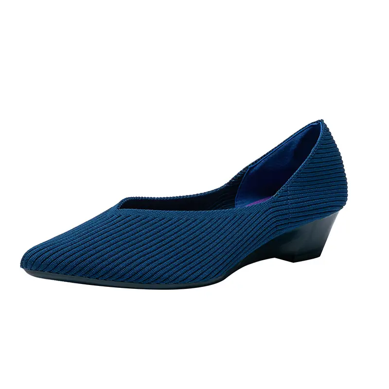 Slope heeled women's shoes fly woven casual single shoes product view
