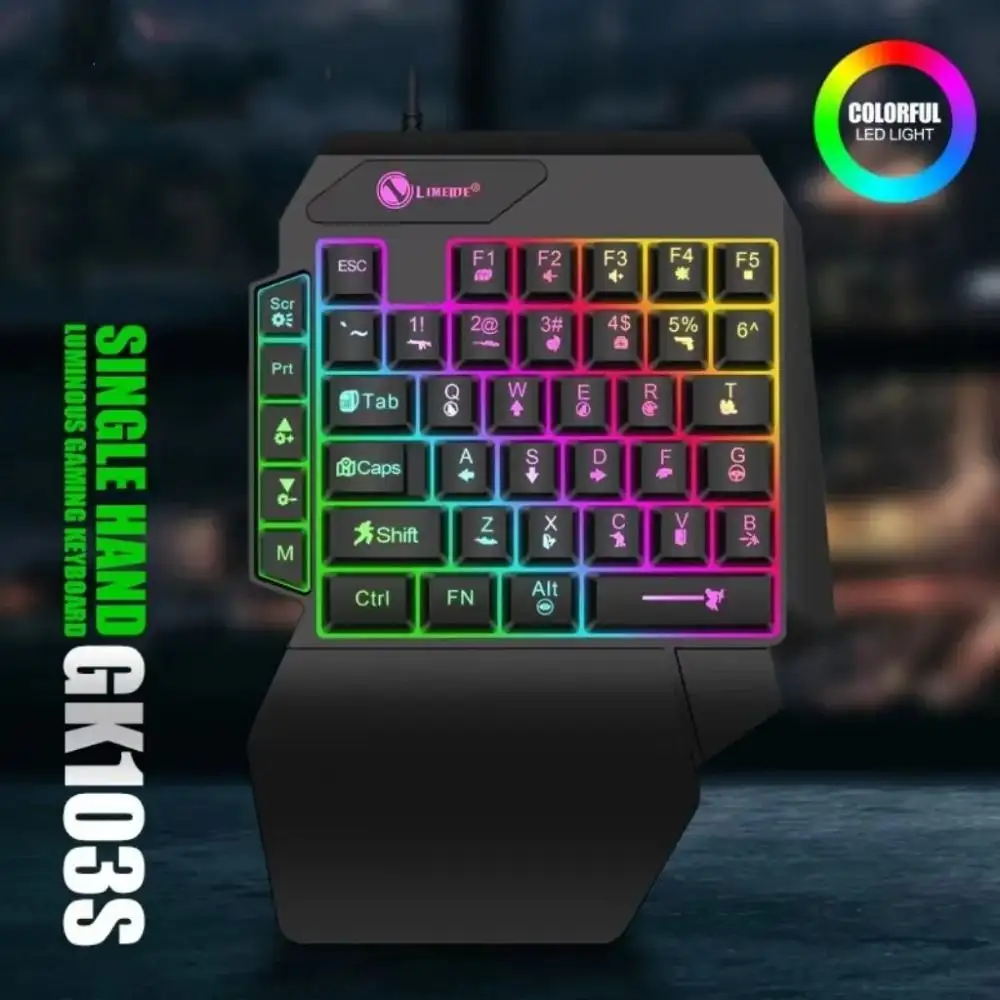 USB Keyboard Mini One Handedly Keyboard USB Ultra-slim Single Hand Keyboard Wired Backlight Gaming Mechanical Keyboard Laptop