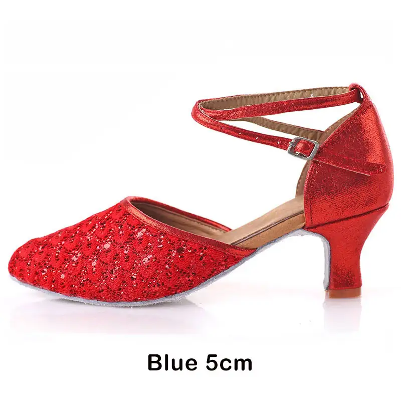 Adult Ladies Women Latin/Salsa/Tango Dance Shoes Closed Toe Glitter Blue/Black Ballroom Dance Shoes High Heels 5/7cm Party Shoes product view