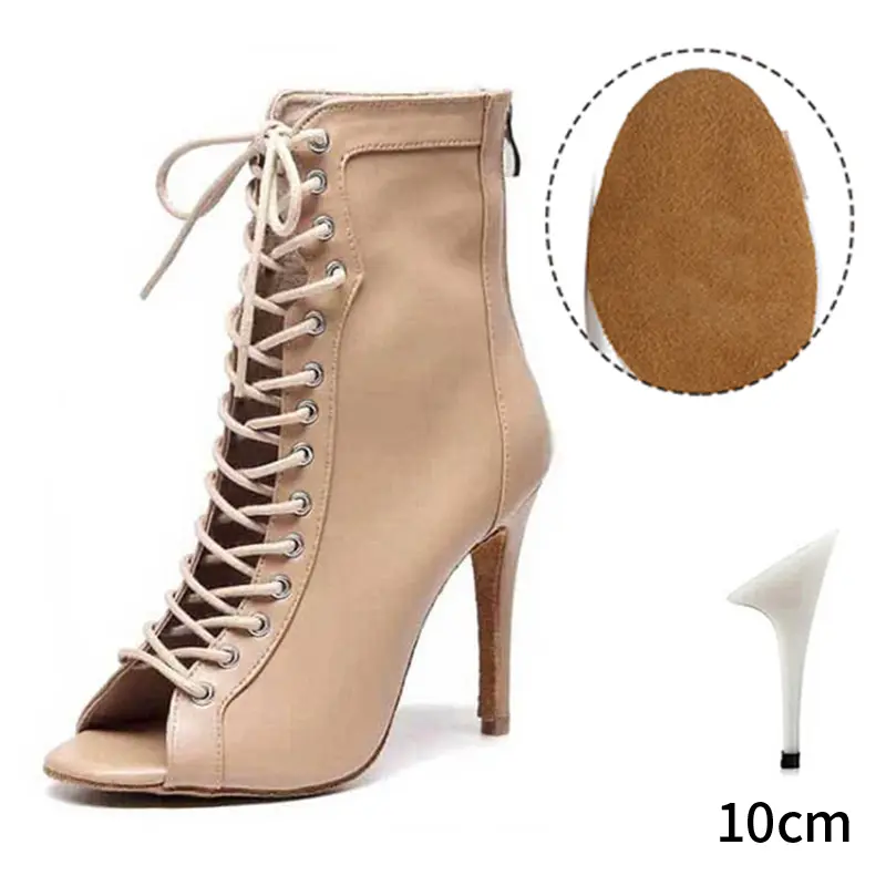 DKZSYIM New Women's Spring/Autumn Boots Stilettos Women Latin Dance High Heels Boots Fish Mouth Thin Heel Ladies Ballroom Shoes product view