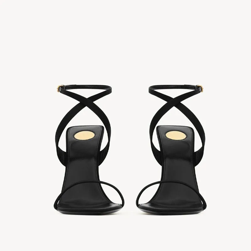 2025 Summer New Slope Heel Pointed High Heel Sandals Wedding Fashion Show Party Women's 34-44 Large Sandals detail