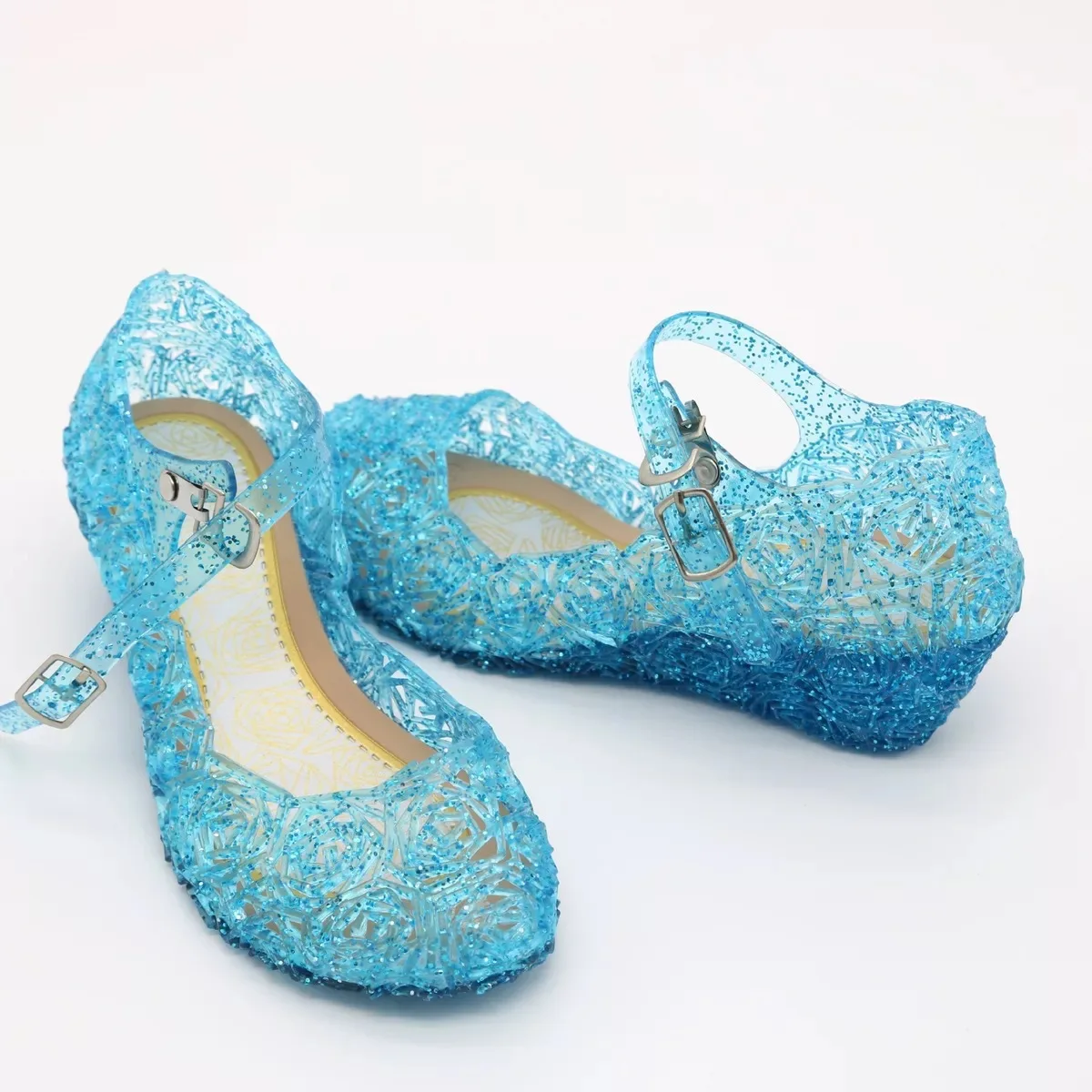 Girls Low Heel Princess Shoes Children New Summer Sandals Girls PVC Jelly Shoes Cinderella Crystal Shoes Kids Slope Heel Sandals detail