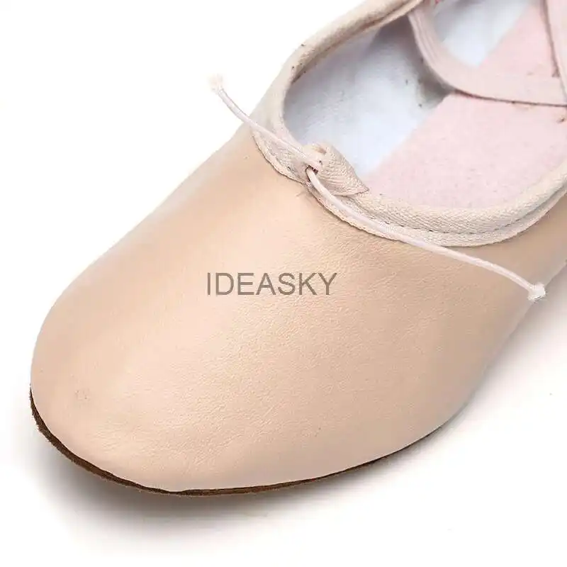 Quality Dancing Shoes For Women Middle Heel Pigskin Canvas Leather Girls Women's Ballet Dance Shoes Belly Yoga Teachers's Shoes product view