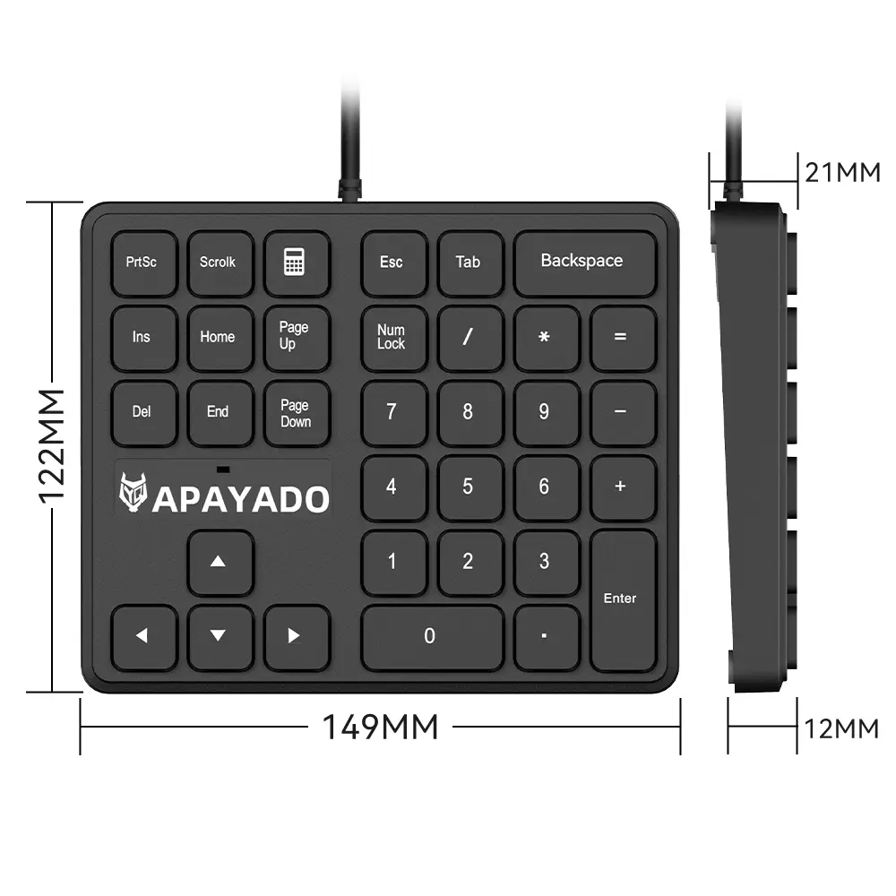 T35 Wired Numeric Keypad 34 Keys APAYADO USB Number Pad Plug Ergonomic Ultra Thin Portable for Finance product view