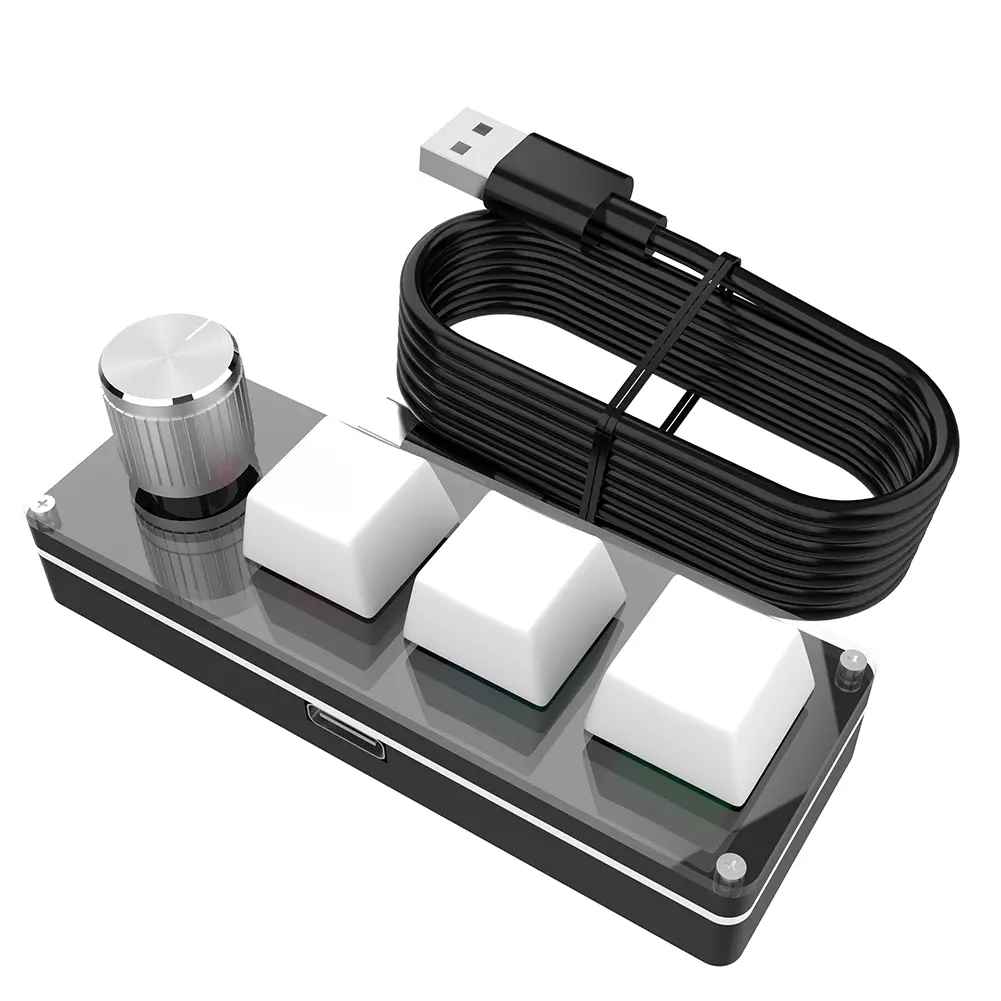 3 Key 1 Knob/4 Key Programming Macro  Knob Keyboard RGB Wired USB Photoshop Gaming Keypad Red Switches Mechanical Macropad product view