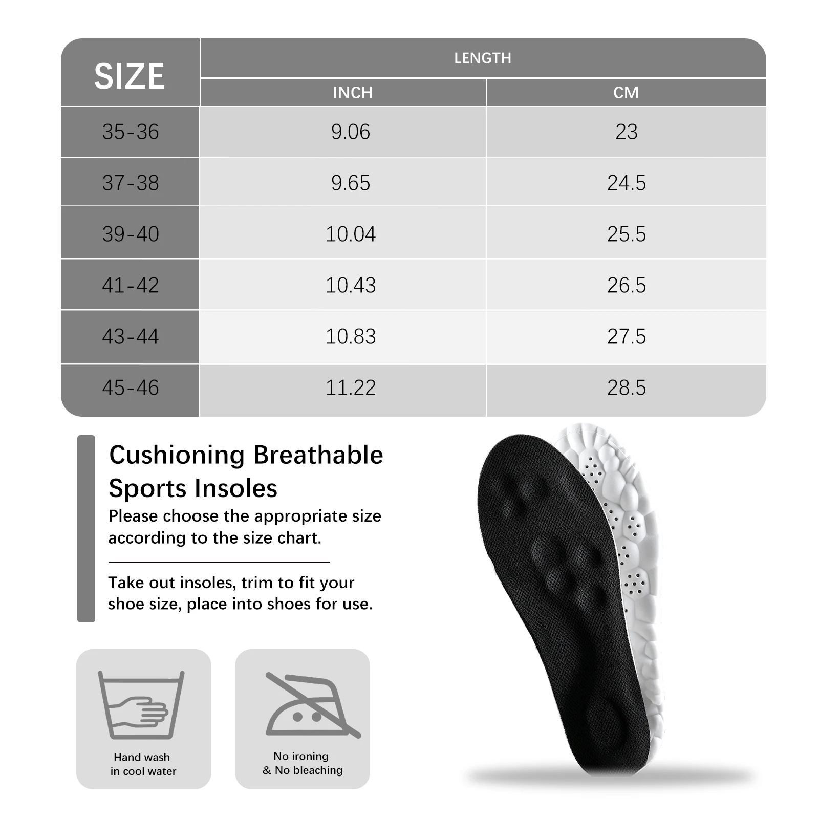 Cloud Bubble Shock Absorbing Shoe Insoles, Breathable Soft Sports Insoles, Comfort Foot Cushion Inserts for Outdoor & Casual Shoes detail