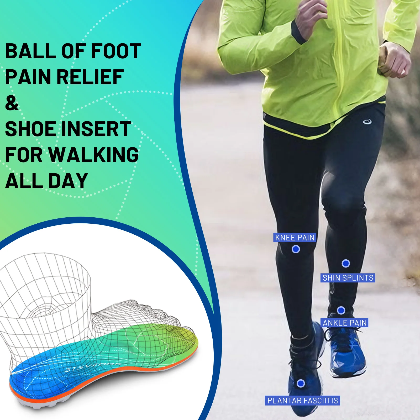 iFitna Plantar Fasciitis Relief Orthopedic Shoe Insole Metatarsal Pain Flat Feet Arch Support Insert Men&Women Standing All Day detail