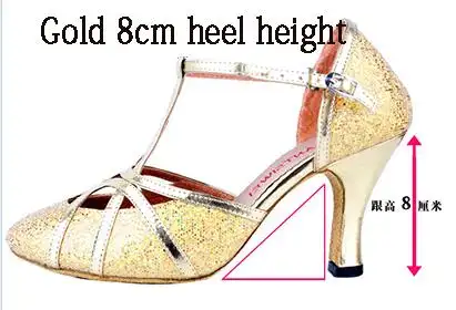 New Latin Dance Shoes Woman High Heel Silver Gold Cheap Ballroom Dancing Shoes Girls Gliter Closed Toe Salsa Shoes 5cm 7cm Heel product view