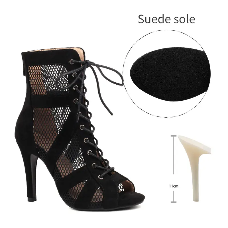 Girls Latin Dance Shoes Women Modern Dance Salsa High-Top Sandals Dance Hall Shoes Ladies Fashion Sexy High-Heeled Suede Boots product view