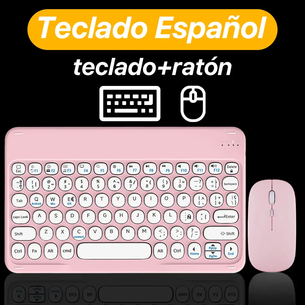 CASEPOKE wireless bluetooth round key silent keyboard suitable For Samsung Xiaomi Google Huawei iPad mobile  keyboard and mouse product view