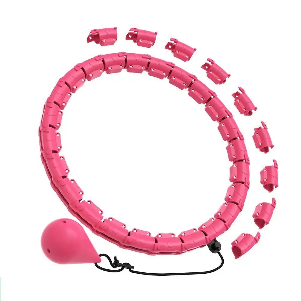 Smart Weighted Fitness Hoop 24 Detachable Links Adjustable Plus Size 47-Inch Slimming Ring Waist Trainer Auto-Spinning Massage Circle for Adults Women Beginners Weight Loss Fat Burning Home Gym Workout Equipment product view
